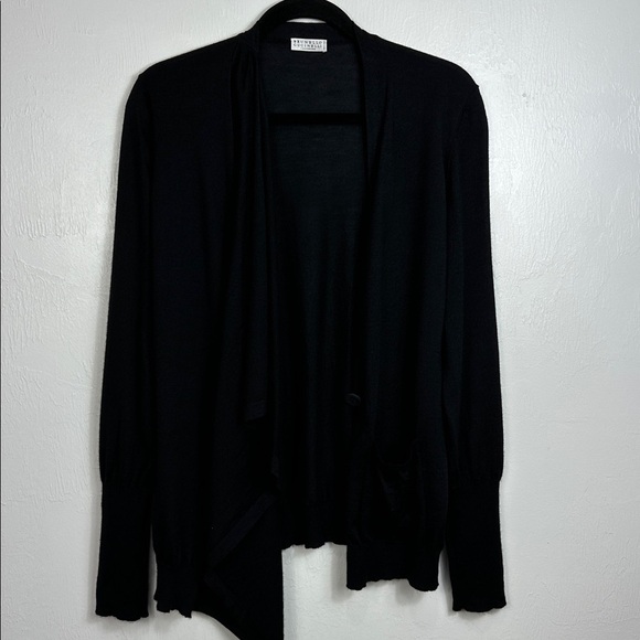 Brunello Cucinelli Cashmere Single Button Cardigan Sweater In Black Size XXL - Picture 6 of 10